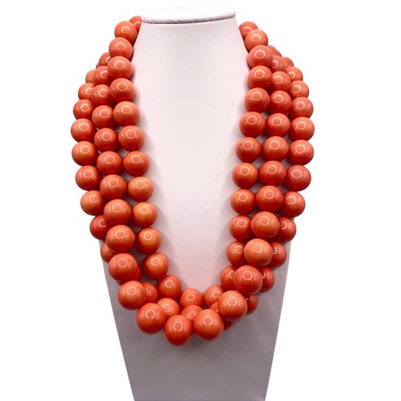 Bohemian Glass in Orange Coral Tone Coated with Sterling and moonstone closure - Picture 3 of 10